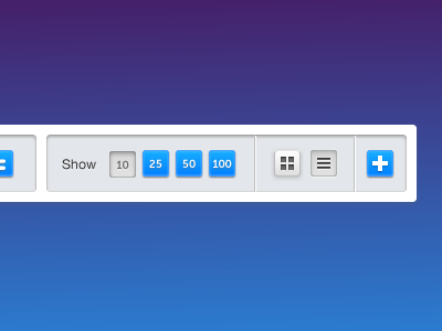 Toolbar list pagination tile toolbar