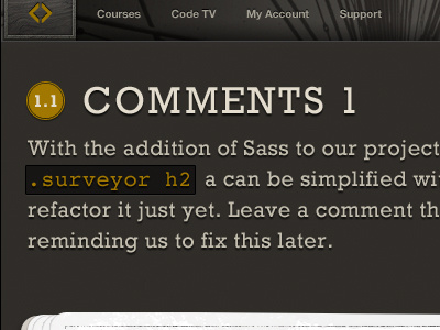 Comments book code css design notebook sass texture ui