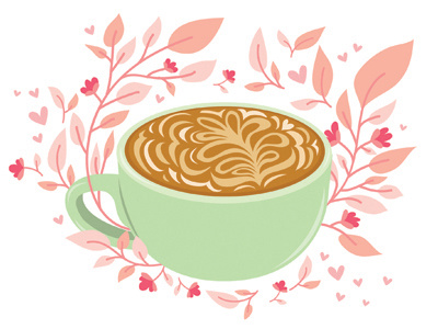 A Latte coffee cute design drink food illustration latte pink