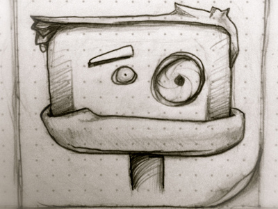 Robot Sketch 400x300 black curl dot dot grid grid hair lens page robot sketch white