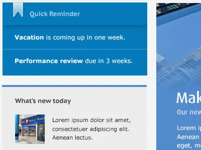 Quick reminder section design intranet module notification web