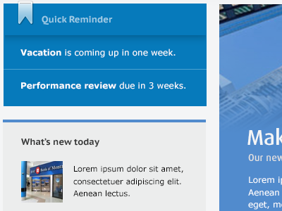 Quick reminder section design intranet module notification web