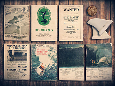 VINTAGE BELLS PRO CATALOGUE PROJECT bells beach destination jan juc ocean plywood surf art torquay transfer