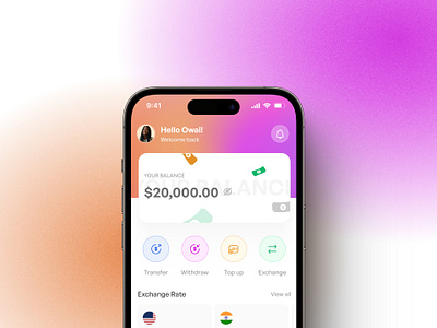 Currency Exchange app design illustration typography ui ux