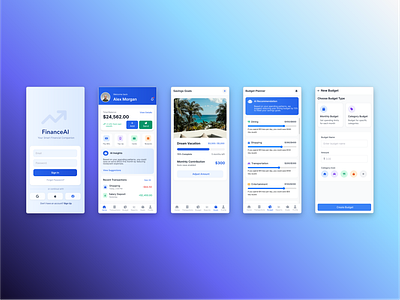 Ai powered Financial app concept ai app budgetplanner expensetracker figma finance fintech money ui ux