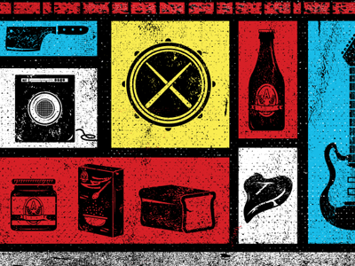 Store front (WIP) beer brick butcher cereal drum guitar icons knife snare speaker steak t bone tee texture venue