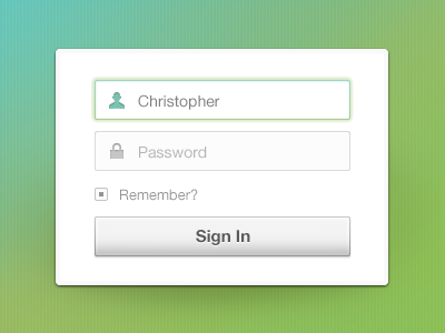 Login Form blue button form gradient green icons login ui