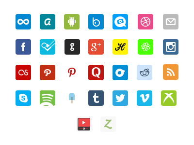 Social Icon Pack 4sq dribbble facebook fancy foursquare icon icons pack rdio social icons spotify twitter