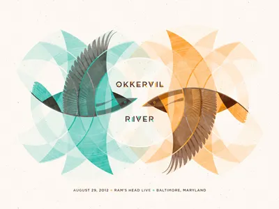 Okkervil River // Baltimore, MD Poster baltimore bird dan kuhlken dkng nathan goldman okkervil river oriole poster screen print silkscreen