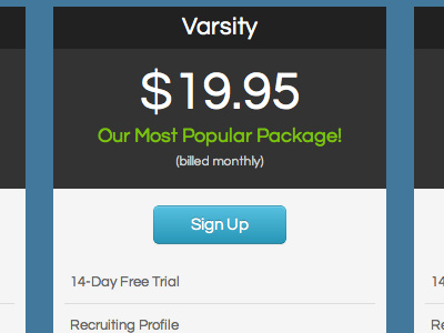 Pricing Table grid package pricing table