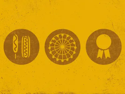 State Fair icons corn dog ferris wheel hot dog icons ribbon state fair