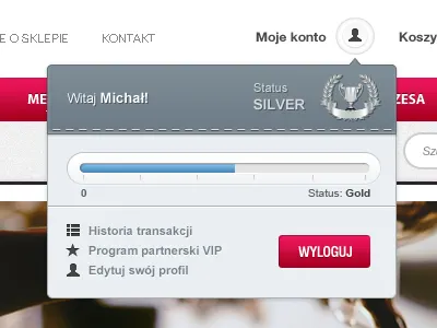 Coffee shop Profile :hover hover list logout points profile status xp