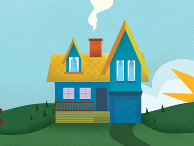 House halftone house illustration