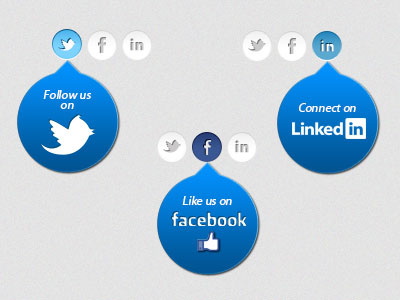 Social Icons blue button connect facebook follow hover icon like linked in social twitter