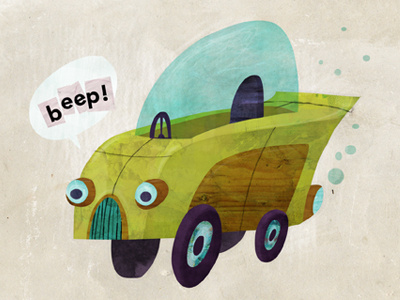 Beep! illustration kids wood paneling
