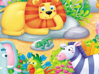 In the Jungle animals jungle lion parrot zebra