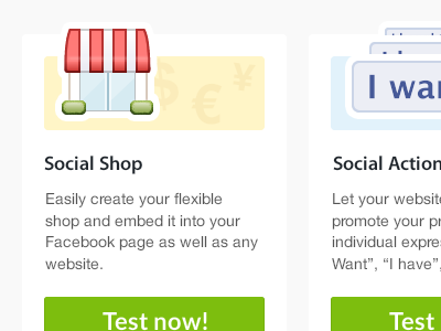 Description Box app box button description facebook flat green shop