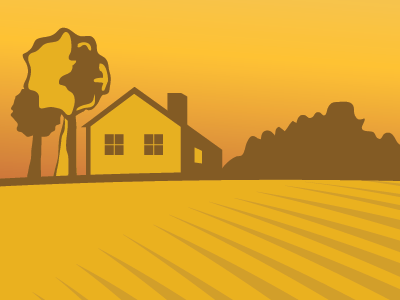 Farmhouse farm illustration trees vector