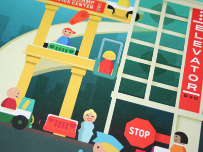 Vintage Fisher Price Garage artprint colors elevator fisher price illustration kids primary vector vintage
