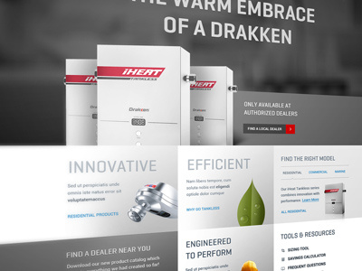 Drakken Heaters clean home page modern website