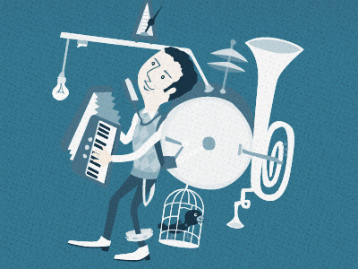 One man band band illustration man music