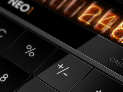 Glossy & Glow calculator iphone keypad nixie tubes ui