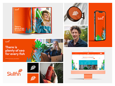 Skillfin branding brochure corporate fish job search logo design typography ui