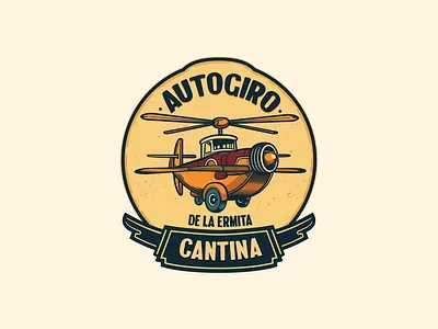 Logo Autogiro Cantina bar branding cantina design dibujo diseño draw helicopter ilustration logo logotype plane restaurant