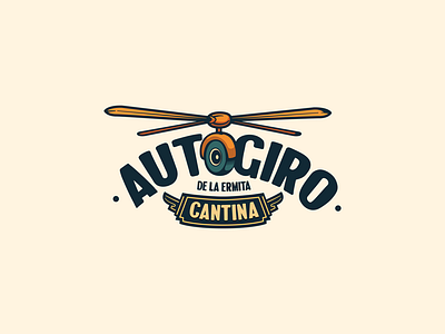 Logo Autogiro Cantina - responsive aircraft design draw illustration logo logotipo logotype plane wheel