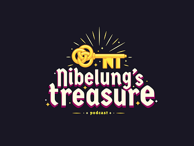 Logo Nibelung's treasure podcast gold illustration key logo logotype magic podcast podcast logo