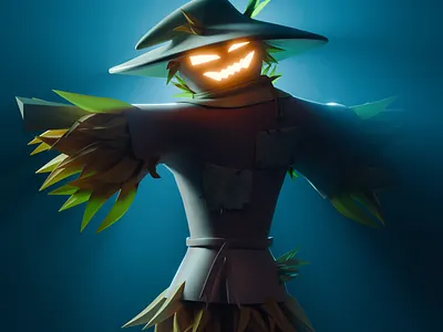 Scarecrow 3d blender character halloween illustration no ai scarecrow stylized