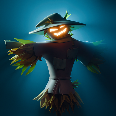 Scarecrow 3d blender character halloween illustration no ai scarecrow stylized