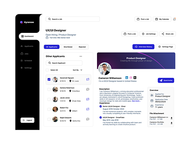 HR Dashboard – Streamlined Hiring Experience branding dashboard figma design figma designer hr hr management system prototypes saas ui design ui designer uiux website design wireframes