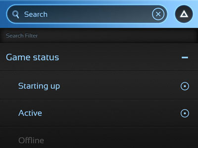 TS - Search Filter android app filter game glow ios mobile search ui