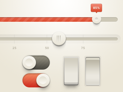 UI Elements light off on progress slider switch toggle tooltip