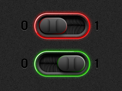 Glowing toggles - ON, OFF glowing off on switch toggle ui