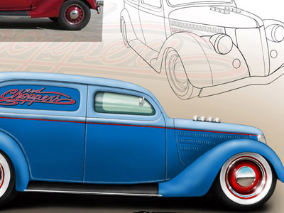 Ford 36 Cor Montagem Midia digital hot paint photoshop project rod