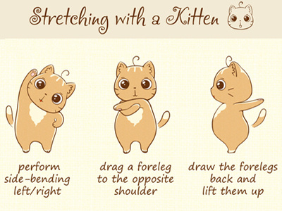 Stretching with a Kitten :) cat comic kitten stretching