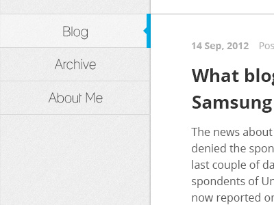 Blog Navigation about about me archive article blog blue clean date discription grey heading minimal navigation open sans shadow simple texture white wip