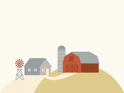 Farm barn farm house icon illustration silo tiny windmill