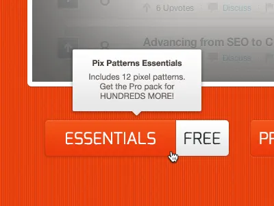 Pix Patterns Landing Page button overlay patterns pixel shadow texture tooltip video