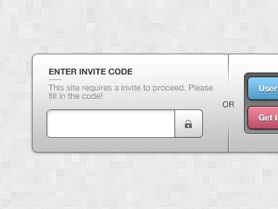 Enter Invite Code blue box code enter invite pattern red ui