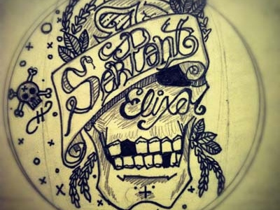 Serpent Elixer Logo crossbones elixer illustration logo o pen scroll serpent sketch skulls spade teeth x