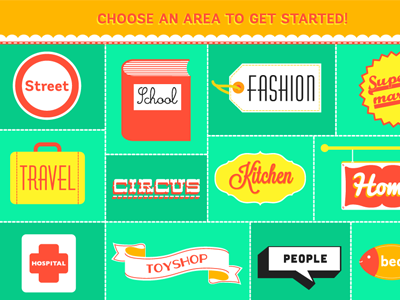 App Menu detail app circus fashion hospital ipad kitchen people school street toyshop travel words