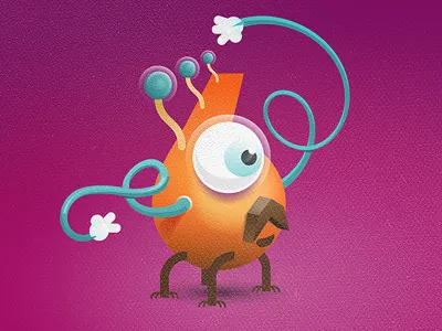 Monster 6 with Mustache 6 antenna colorfull digital hands illustrator monster mustache six spaghetti vector