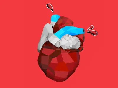 Heart beat blood blue clean geometric heart medical red simple