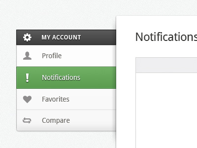 Nav, Nav, Nav compare favorites green nav notifications profile sidebar