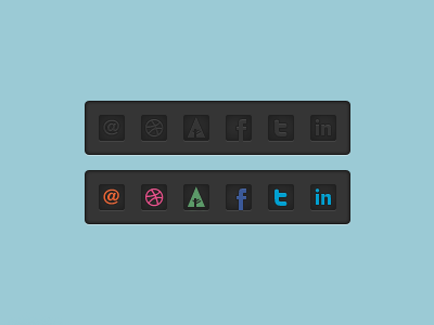 Social Bar bar dribbble facebook forrst gray icon linkedin mail social twitter