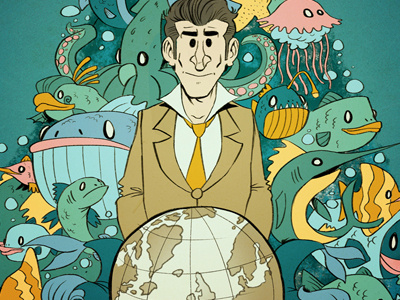 Aquatic aquatic bubbles comic drawing fish illustration water