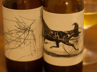 80/20 Test Print bird cider horse label scribble